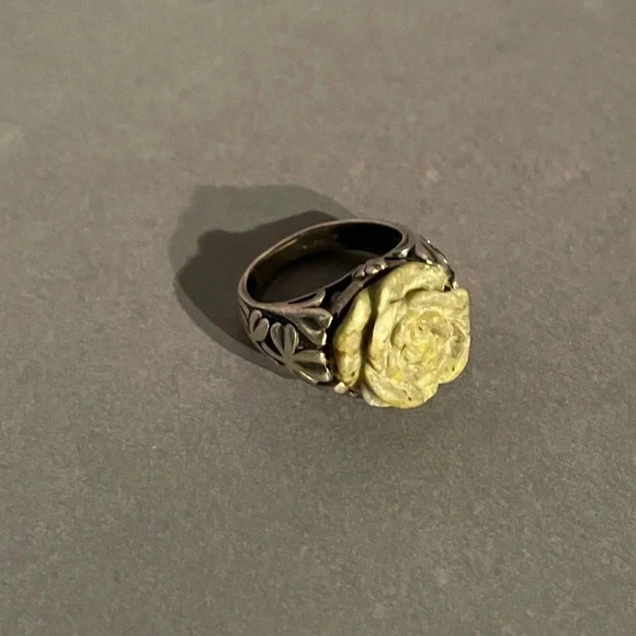 Green rose 🌹925 silver cocktail ring size 6. Made in Ireland & hallmark stamps. - Picture 3 of 14